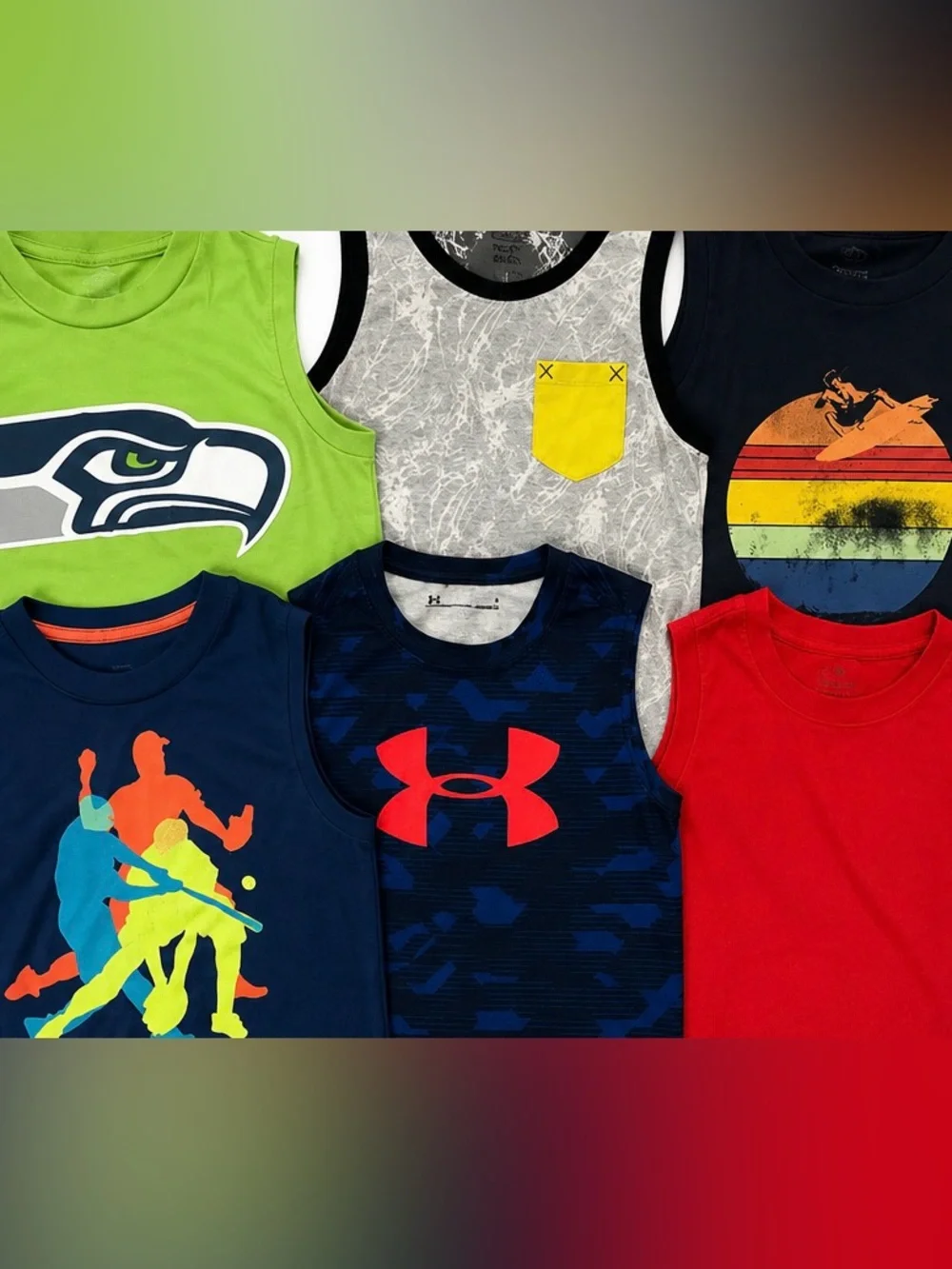 Boys Tank Top Bundle 8Pc Under Armour NFL Athletic Back to School Youth Size 6/7